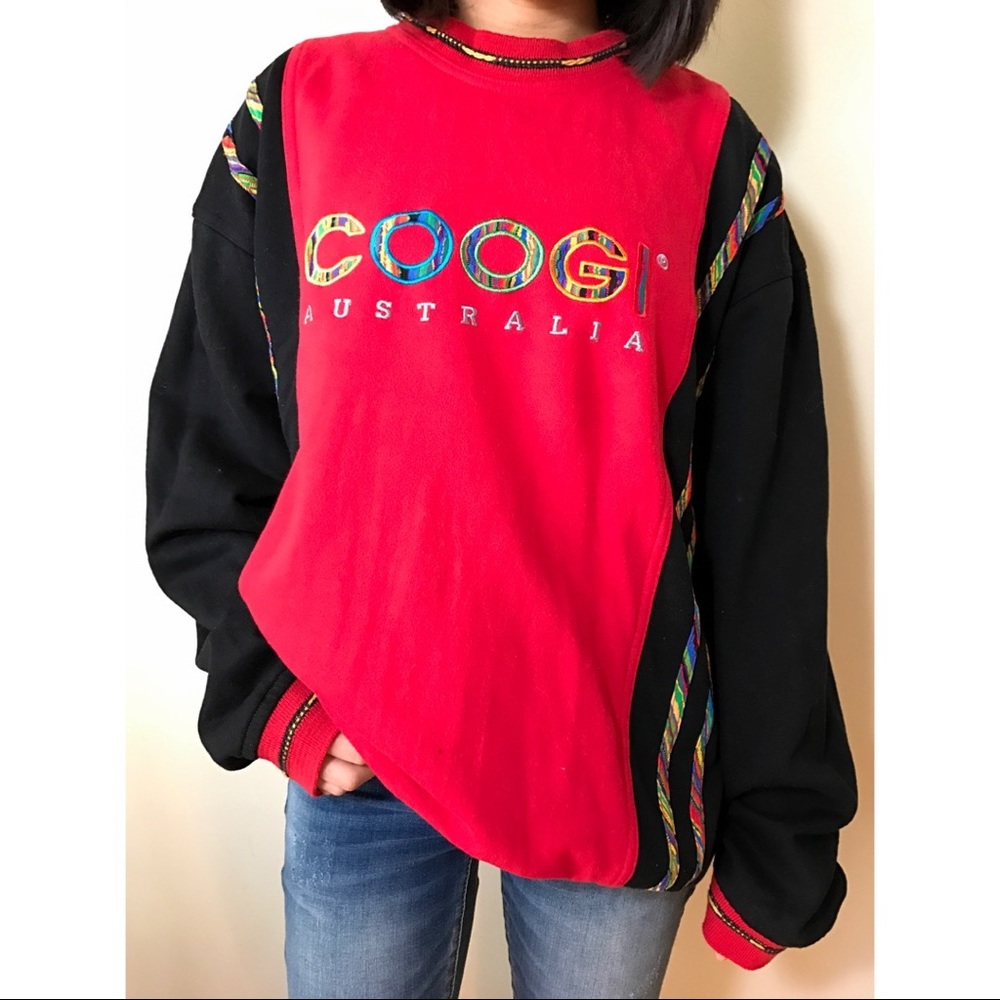COOGI Australia Spell Out Sweatshirt Red Black XL